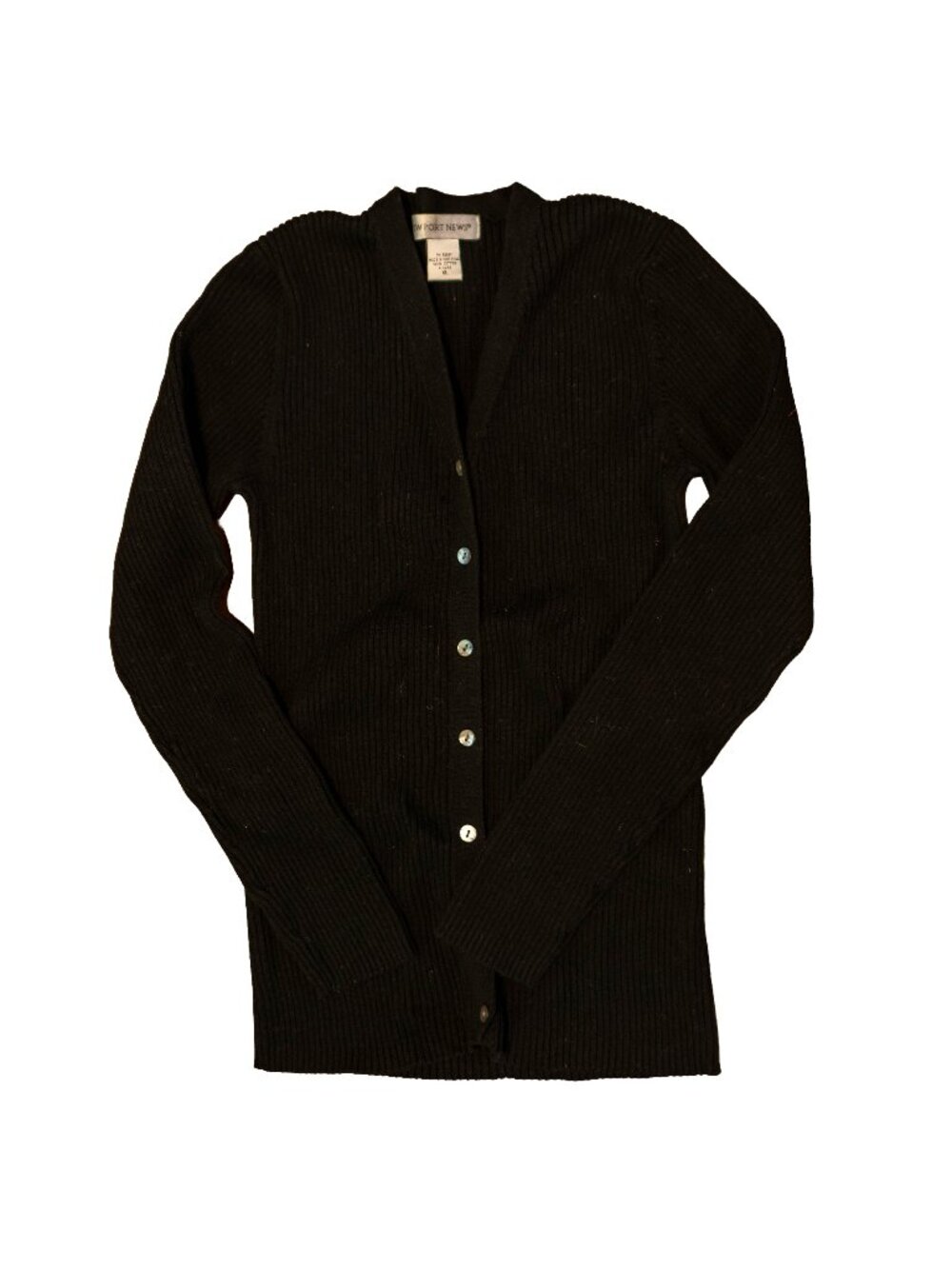 Newport News Black Ribbed Stretchy Cardigan Sweater - XL